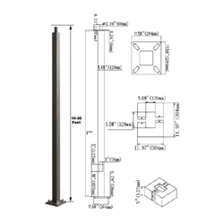 20 FT. STEEL 4" SQUARE LIGHT POLE